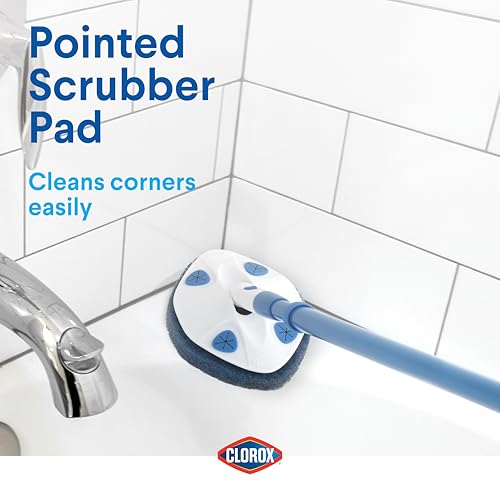Clorox Extendable Tub & Tile Scrubber Refill, Diamond-Shaped Head Replacement Scrubber Pad, Blue