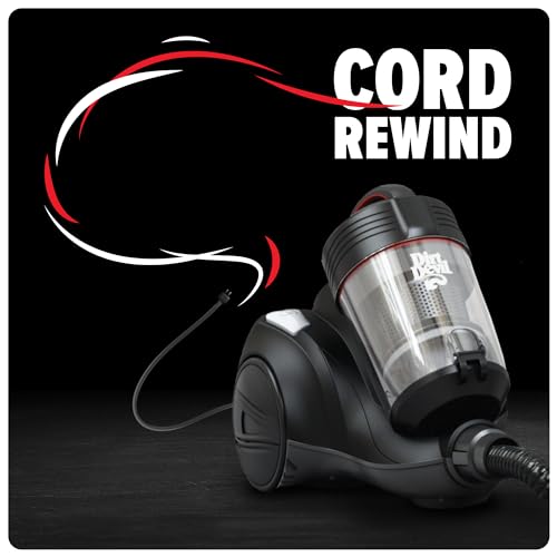 Dirt Devil Bagless Canister Vacuum Cleaner with Cord Rewind for Carpet and Hard Floors, Lightweight, Powerful Suction with Versatile Tools, Corded Canister Vacuum Cleaners for Home Use