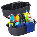 Omirome 2-Pack Large Gray Cleaning Caddy for Cleaning Supplies with Handle - Portable Plastic Tote Organizer for Shower, Bathroom, Kitchen, Under Sink Storage