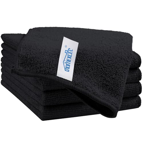HOMEXCEL Microfiber Cleaning Cloth, Premium Microfiber Towels for Cars, Lint Free, Scratch-Free, Highly Absorbent, Reusable Cleaning Rags for Car, Household, Kitchen, Window(Black,5)