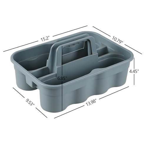 Fabnati 6-Pack Plastic Cleaning Storage Caddy with Handle, Cleaning Caddy Organizer, Gray