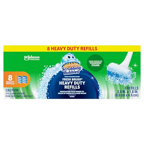 Scrubbing Bubbles Toilet Bowl Wand Cleaner Refills, Fresh Brush Heavy Duty Cleaner Toilet Refill Pads, Removes Limescale & Odors, Citrus Scent, 8 Count (Pack of 1)