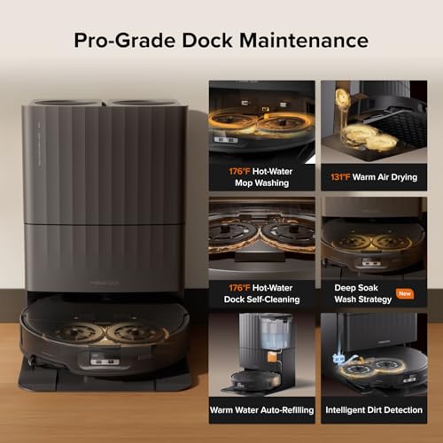 roborock Qrevo Edge 2 Robot Vacuum and Mop, 25,000Pa, 3.14'' Ultra-Slim, Zero-Tangle, AI Object Recognition, 176℉ Hot Water Mop Washing & Auto-Drying, Carpet & Pet Hair, FlexiArm Edge Cleaning
