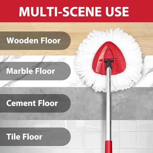 Nuorest Spin Mop Replacement Set for O-Ceda EasyWring 1-Tank System, Includes 2 Microfiber Mop Heads, 1 Adjustable Spin Mop Handle (30"-58"), 1 Spin Base, Floor Cleaning(No Bucket)