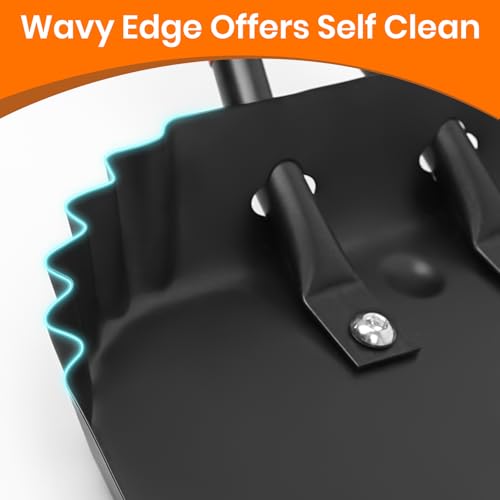 (2PK) Metal Dust Pans Heavy Duty, 12” Outdoor Dustpan with Rubber Handheld Handle, Large Shovel Wide Scoopers for Garage Shop Fireplace Commercial Uses