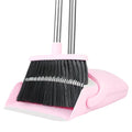 Pink Broom and Dustpan Set for Home, 52-in Long Handle Broom with Dustpan Combo with Dustpan Teeth Easy to Scrape Off Pet Hair, Indoor&Outdoor Sweeping（Pink）