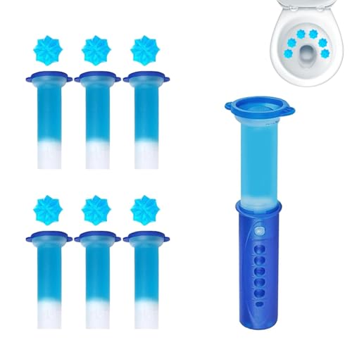 Solala 6 Packs Toilet Bowl Gel Stamp - Replacement Gel Toilet Bowl Cleaning Stamps Compatible with Scrubbing Bubbles, Stop Limescale and Rings, for Cleaning and Refreshing, 6 Pack with Dispenser
