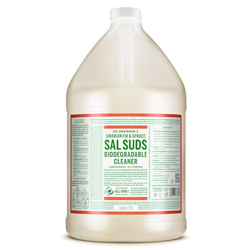 Dr. Bronner's Sal Suds Biodegradable Cleaner (Fir & Spruce, 1 Gallon) – All-Purpose Pine Mop Soap & Detergent for Floors, Multi-Purpose Household Formula, Dish Degreaser & Laundry Use