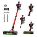 Clinkal Cordless Stick Vacuum Cleaner, 40Kpa Powerful Suction Vacuum Cleaner with LED Headlight, Detachable Battery, 8-in-1 Lightweight Handheld Vacuums for Pet Hair Carpet and Hardwood Floor, Red