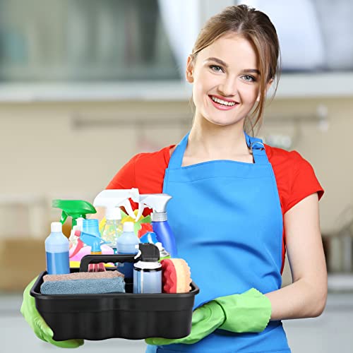 Wesiti 6 Pcs Cleaning Caddy with Handle Large Plastic Housekeeping Shower Basket Cleaning Supplies Organizer for Spray Bottles Brush Home Bathroom Office(Black)
