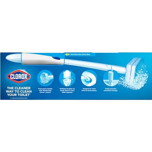 Clorox ToiletWand Disposable Toilet Cleaning System, Kills 99.9% of Germs and Viruses, Wand, Caddy and 6 Refill Heads