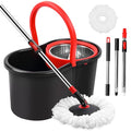 Spin Mop and Bucket, Mop and Bucket with Wringer Set for Home, 360 Spinning Mop Bucket Floor Cleaning Tool with One Microfiber Mop Replacement Head Refills,50" Extended Handle for Floor Cleaning Home