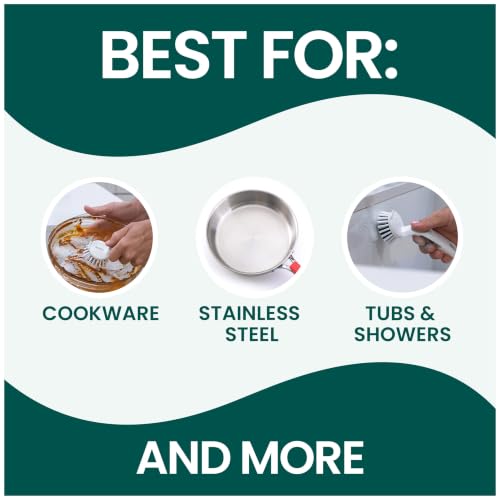 Scotch-Brite Handy Brush, Small and Durable Dish Brush with Handle for Scrubbing Hard-to-Reach Cookware, Tubs, Sinks, Car Tires, and More without Scratching, Antimicrobial, and Rinses Clean