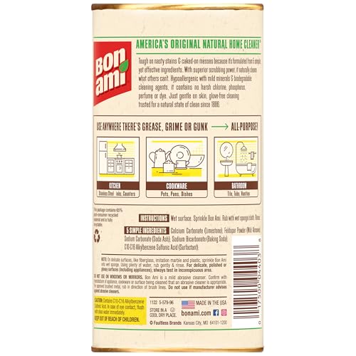 BON AMI Powder Cleanser for Kitchens & Bathrooms - All Types of Surfaces, Cleans Grime & Dirt, Polishes Surfaces, Absorbs Odors (Single 1 Pack)