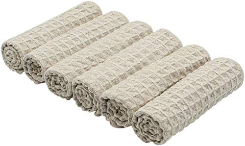 VeraSong Microfiber Kitchen Cleaning Cloth, 12inch X 12inch, 6 Pack, Khaki