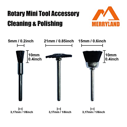 Merryland Wire Brush Mini Steel Brush Mixed Cup Wheel Pen Brush 72 Pack