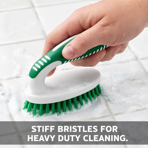 LIBMAN Small Scrub Brush - Heavy Duty Scrub Brush with Strong Stiff Bristles - 3 Pk Durable Cleaning Brushes for Cleaning Bathroom, Kitchen, Floor, Shower, Sink, Tub, Carpet - PET Bristles