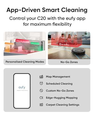 eufy Robot Vacuum Omni C20, 7,000 Pa, 60 Days Self Emptying, Auto Mop Washing, Auto Drying, 3.35" Ultra Slim, Transparent Tanks, Robot Vacuum and Mop Combo