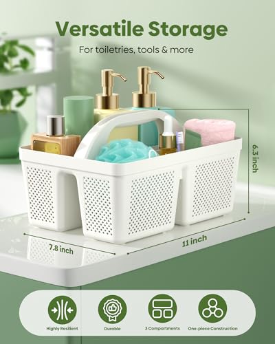 MLIKLU 4 Pack Portable Shower Caddy Basket with Handle, Plastic Cleaning Caddy Organizer for Bathroom, College Dorm, Kitchen & Laundry Room, Divided Storage Tote for Toiletries and Cleaning Supplie