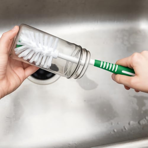 Libman Bottle Brush - 3 Pk Bottle Cleaner - Cleaning Brush with Long Handle for Cleaning Glasses, Shaker Bottles, Cups, Dishes, Mugs - Non-Slip Grip