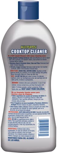 Bar Keepers Friend Cooktop Cleaner + Scraper + Dish Fish - Multipurpose Liquid Stovetop Cleanser, Safe for Use on Glass or Ceramic Cooking Surfaces, Copper, Brass, Chrome, Stainless Steel & Porcelain