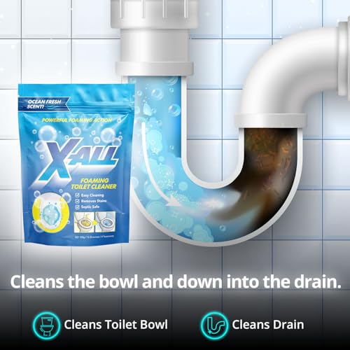 X-ALL Foaming Toilet Cleaner, Self-Activating Powder for Deep Cleaning, Fights Stains, Limescale and Mineral-Buildup (2)