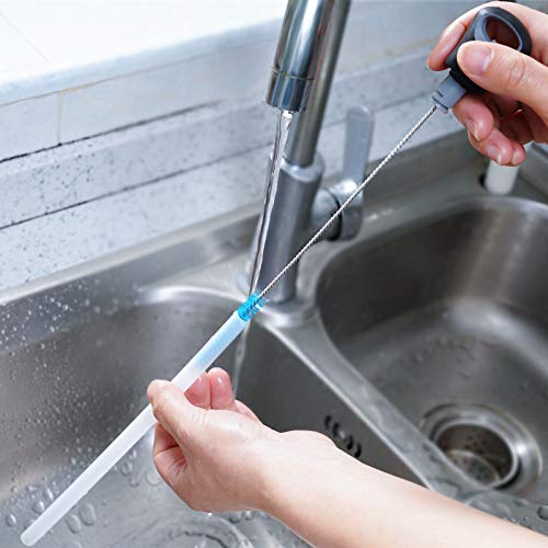 MOSOLAN 2-in-1 Water Bottle Brush and Straw Cleaner Brush, Long Handle Water Bottle Scrubbing Brush for Water Bottles, Glasswares, Mugs, Flasks, Tumblers and Kitchen Sink, Black, 1 Pack