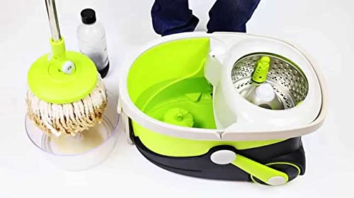 Deluxe Stainless Steel Rolling Spin Mop System with Replacement Microfiber Mop Heads – Walkable with Wheels - Suits All Floor Types - Multipurpose Home Use