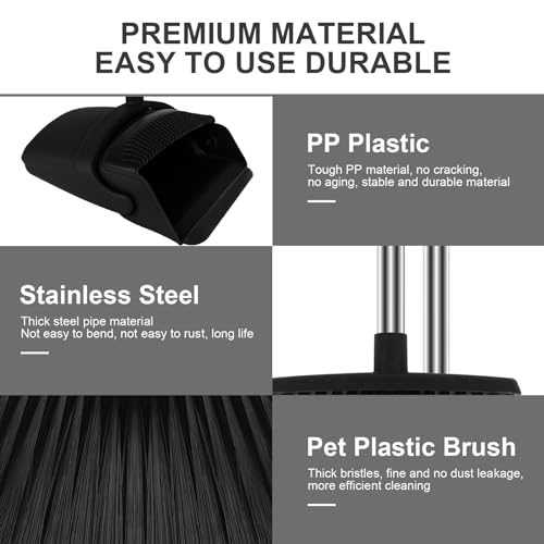 UDUK Broom and Dustpan Set, Household Broom with Dustpan Combo Set, 51" Long Handle, Dust Pan Set for Kitchen Office Lobby Floor