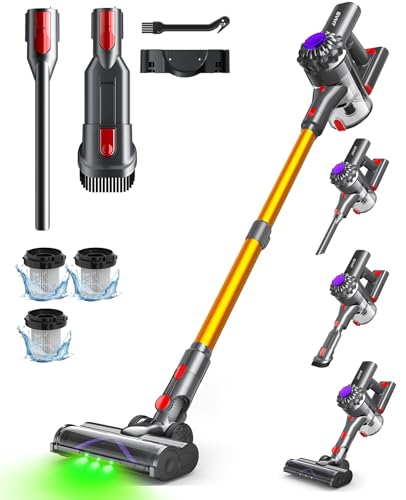SVHT Cordless Vacuum Cleaner, 500W 45KPA Stick Vacuum Cleaners for Home, 45 Mins Lightweight Vac, Anti-Tangle, Rechargeable Battery for Home, Carpets,Pet Hair,Hardwood Floors,Car, Sofa, Stairs