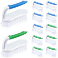 Lallisa 12 Pcs Scrub Brush for Cleaning with Handle Comfortable to Grip Heavy-Duty Flexible Stiff Bristles Scrubber Brushes Bulk for Shower Bathroom Carpet Kitchen Floor Tiles (Blue,Green)