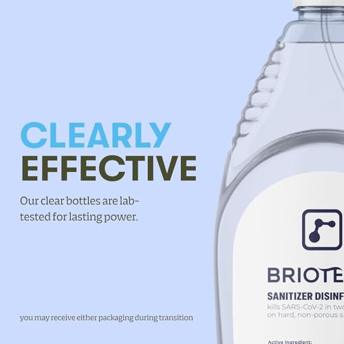 BRIOTECH Sanitizer Disinfectant Hypochlorous, Kill 99.99% of Viruses & Bacteria, Control Mold, Eliminate Odor, Gentle for Nursery & Play Rooms, Food Contact Surface Sanitizer, 1 Gallon Refill