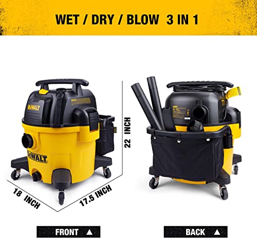DEWALT 9 Gallon Poly Wet/Dry Vac DXV09PZ, Shop Vacuum for Workshop/Jobsite Yellow