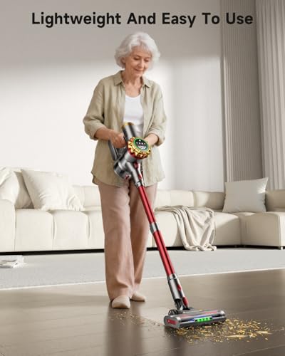 AIPOWAY Cordless Vacuum Cleaner 580W 50Kpa Vacuum Cleaners for Home, 65 Mins Battery Stick Vacuum Anti-Tangle, Self-Standing, 8-in-1 Lightweight Vacuum for Hardwood Floor/Carpet/Pet Hair