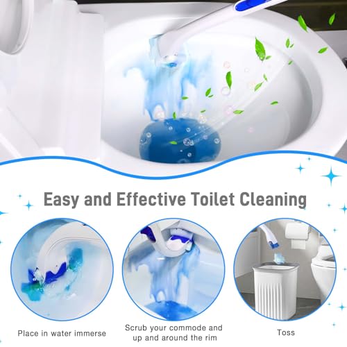 CARZEXSUC Toilet Cleaner Refill Pads Ocean Scent Enhanced Odor Control 72 Count Scrubber Refill Clean Stains Disposable Toilet Brush Refill for Toilet and Bathroom