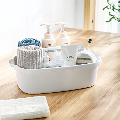 Goderewild Multi-Purpose Plastic Cleaning Caddy with Handle, Shower Caddy Organizer/Storage Basket/Totes Portable for Bathroom Supplies, Cleaning Products, Under Sink Tool, Housekeepers (White)