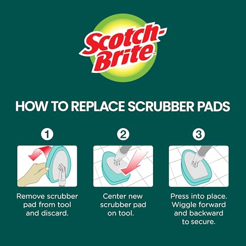 Scotch-Brite Extendable Tub & Tile Scrubber Kit, Includes 1 Handle and 3 Non-Scratch Scrubber Pads