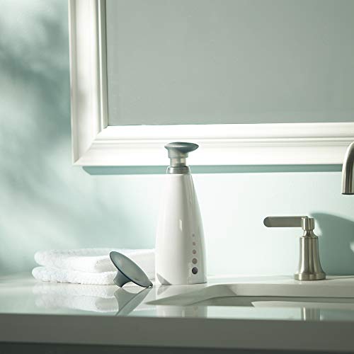 Casabella Sink Sider Soap Pump Bottle 14-Ounce Multipurpose Dispenser with Soap Filling Funnel, White