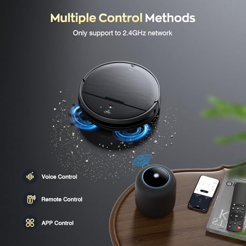 Robot Vacuum and Mop Combo, 2 in 1 Robot Vacuum Cleaner with WiFi/App, Smart Robotic Vacuums with Strong Suction, Schedule, Self-Charging, Slim, Quiet, Ideal for Hard Floor, Pet Hair, Low Pile Carpet
