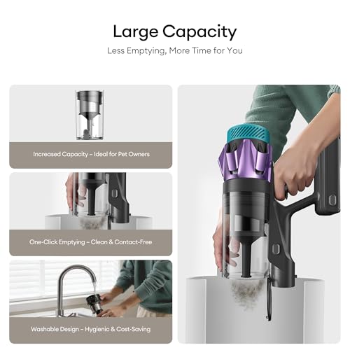 Ultenic Cordless Vacuum Cleaner, 55KPA/650W/80Mins, Cordless Stick Vacuum with 180°Bendable Wand, Touch Screen, Anti-Tangle Brush, Self-Standing, Vacuum Cleaners for Home/Floor/Pet Hair/Carpets