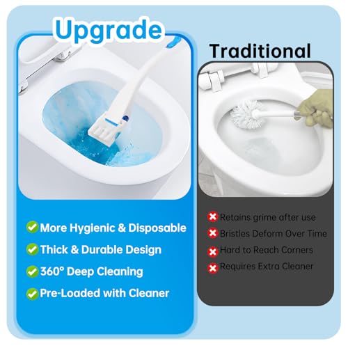 12 Pack Flushable Refills Compatible with Scrubbing Bubbles Toilet Bowl Brush, Disposable Cleaner Refills Pads for Scrubbing Bubbles Toilet Wand, Toilet Brush Refill Accessories (Only Pads)