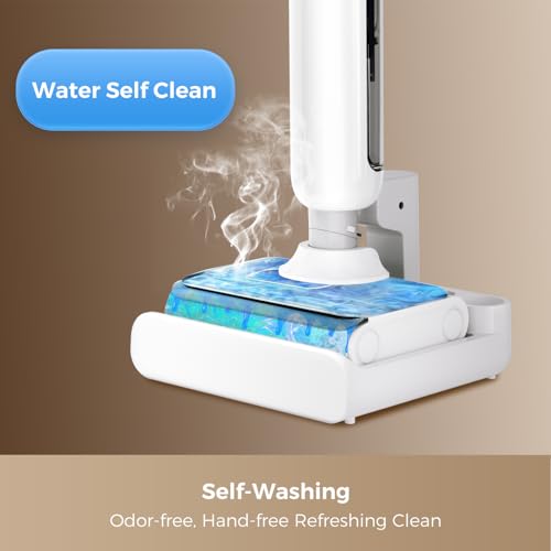 HABIUBIU Wet Dry Vacuum Cleaner, 23KPa Vacuum and Mop Combo, 180° Lay-Flat Design with Edge Cleaning, Self-Cleaning Vacuum Mop for Hard Floors, Up to 35 Min Runtime, LED Display & Voice Prompts