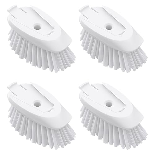 Dish Brush Refills 4 Pack, White Replacement BrushHeads Compatible with OXO Dish Brush & OXO DishScrubber