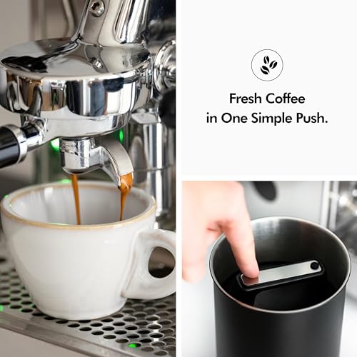KIVY Vacuum Coffee Canister (Large) - Push Lid Preserves Aroma & Oil - Stainless Steel Airtight Canister - Container for Ground & Coffee Bean Storage - Removes Excess Air