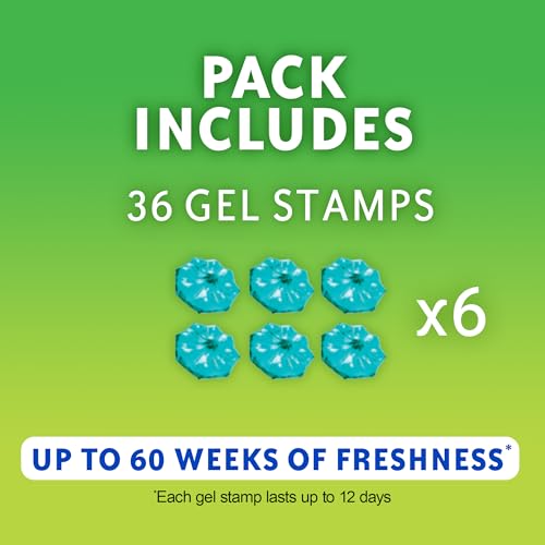 Scrubbing Bubbles Fresh Gel Toilet Bowl Cleaning Stamps Refills, Helps Keep Toilet Clean and Helps Prevent Limescale & Rings, Rainshower Scent, 12 Stamps (Pack of 3)