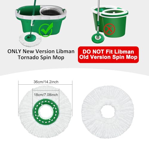 6 Pack Mop Head Replacement for Libman Tornado Spin Mop Reusable Microfiber Spin Mop Heads Refill for Libman Tornado Spin Mop System, Easy to Replace and Machine Washable (White, 6 Pack)