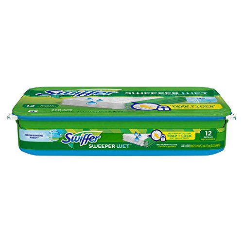 Swiffer Sweep + Mop, Wet Pads Refill, Floor Cleaner for Dirt, Dust, Hair, Cleaning Cloths for Mopping Home, Bathroom, Kitchen, All Purpose Multi-Surface Floor Wipes, Fresh, 12ct