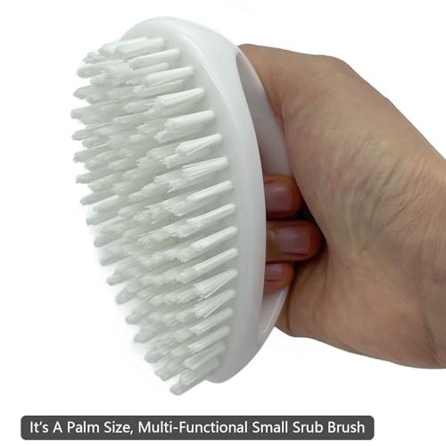 GKETN Scrub Brush for Cleaning Scrubbing Heavy Duty Stiff Nylon Bristles Cleaning Brush Multi-Purpose, White & Small Size