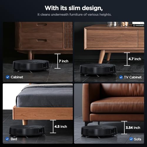 UMMUND Robot Vacuum and Mop Combo, 8000Pa Strong Suction 2 in 1 Vacuum Robot with Mopping, with Schedule, Wi-Fi/App/Remote, Self-Charging, Slim, Ideal for Hard Floor, Pet Hair, Low-Pile Carpet