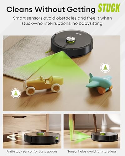 MONSGA Robot Vacuum and Mop Combo, 90 Days Self-Emptying with 8000Pa Suction, LiDAR Smart Mapping, Dual Anti-Tangle for Pet Hair, Carpet and Hard Floor